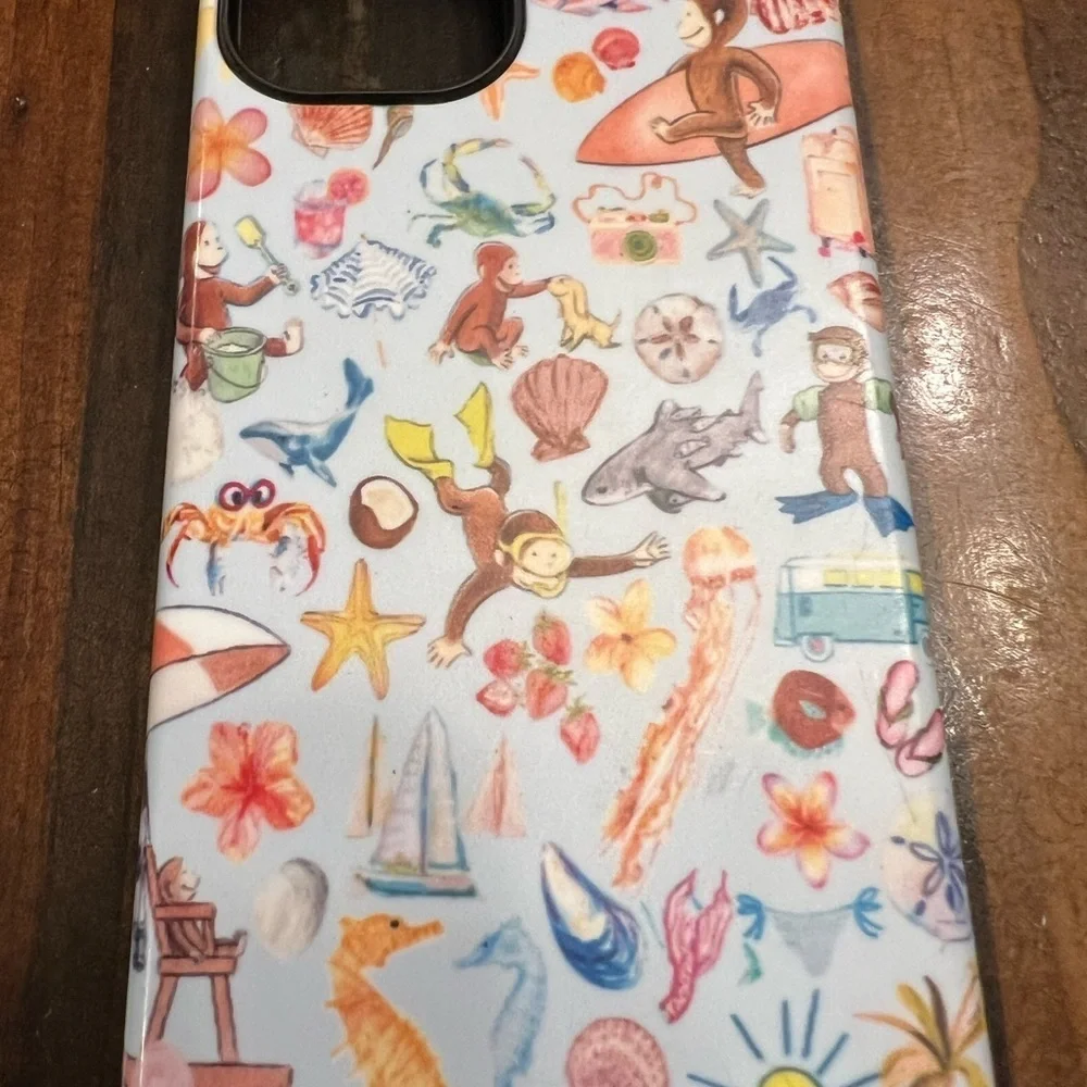 Colorful Curious George and Ocean Theme Phone Case IPhone 13 - Picture 2 of 5
